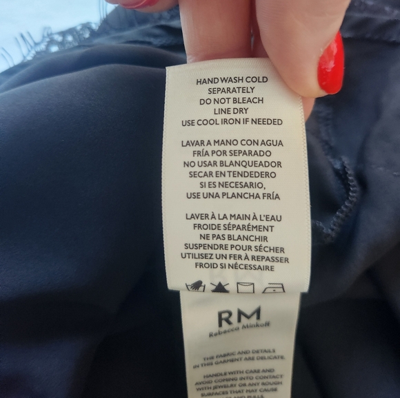 Rebecca Minkoff Black Lace Trim Midi Slip Dress Size M & S NWOT - Picture 8 of 16